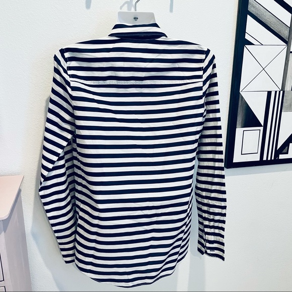 J. CREW Blue White Striped BOY Button Down Shirt size 0 - Picture 14 of 16